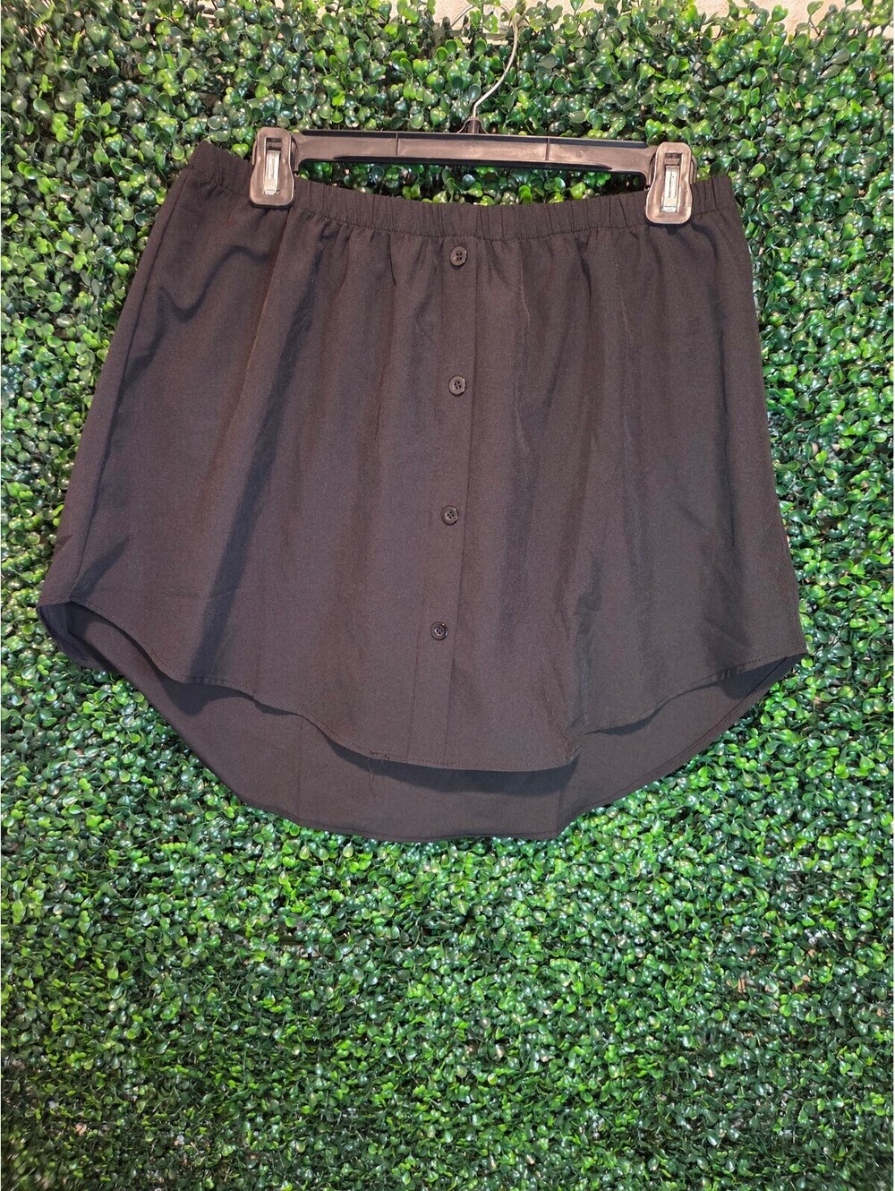 Black Button-Front Elastic Waist Skirt Shirt Extender XL